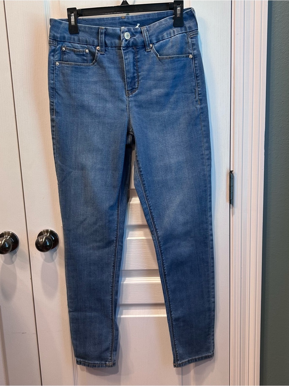 Seven7 Women’s Tummyless High Rise Skinny Jeans Light/Medium Wash Stretch Sz 8